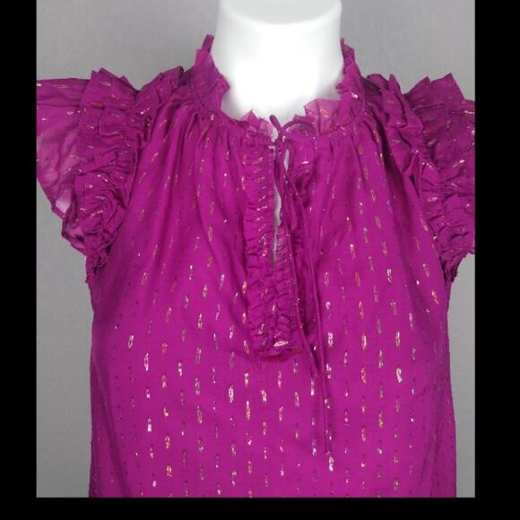 Generation Love Peggy Lurex Blouse & Selena Maxi Magenta Skirt Silk Blend Small - Picture 7 of 14